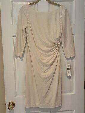 NWT Ralph Lauren Elegant Cream Ruched Sheath Dress - Classic Women's Dress